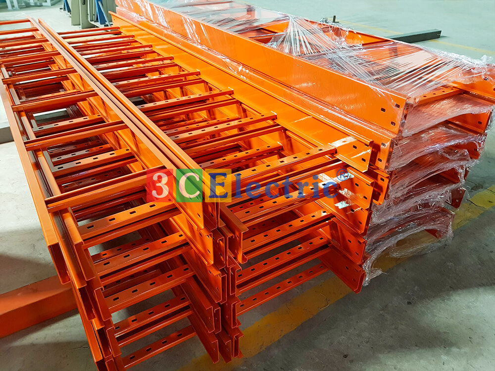 thang cáp sơn tĩnh điện màu cam thang cáp sơn tĩnh điện cho các công trình