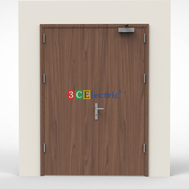 Cửa chống cháy vân gỗ 2 cánh cân