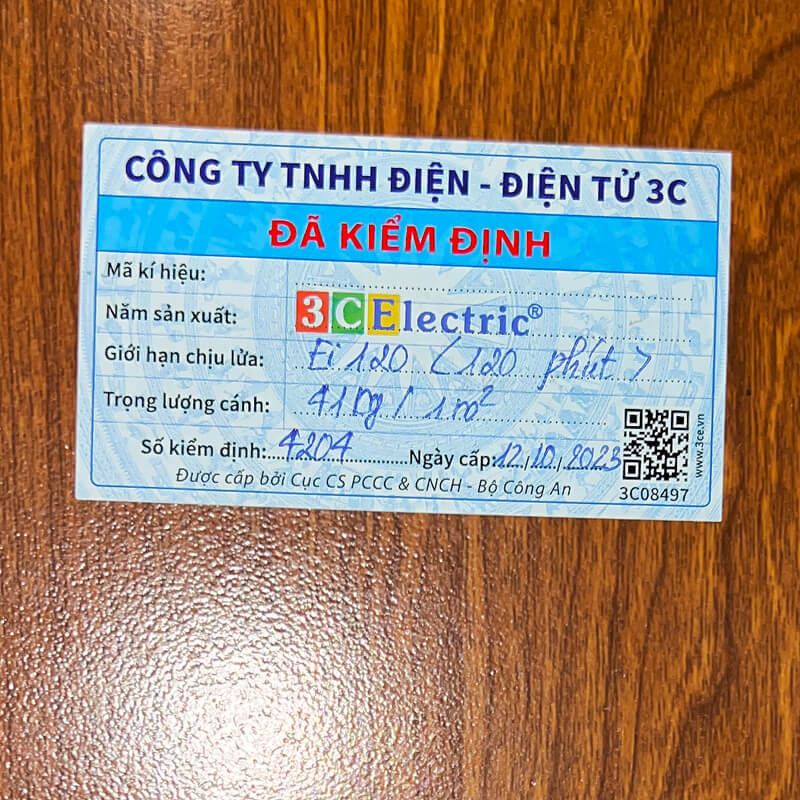 tem kiểm định cửa chống cháy vân gỗ 120 phút tem kiểm định cửa chống cháy vân gỗ 120 phút